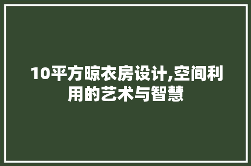 10平方晾衣房设计,空间利用的艺术与智慧