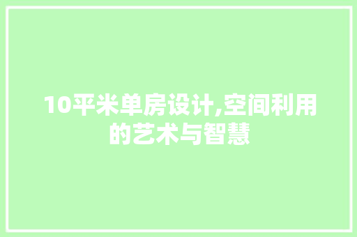 10平米单房设计,空间利用的艺术与智慧