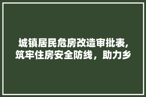城镇居民危房改造审批表,筑牢住房安全防线，助力乡村振兴