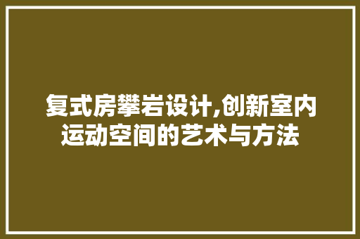 复式房攀岩设计,创新室内运动空间的艺术与方法