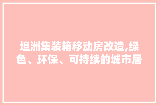 坦洲集装箱移动房改造,绿色、环保、可持续的城市居住新选择