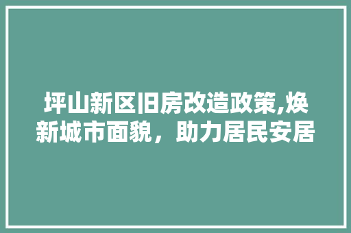 坪山新区旧房改造政策,焕新城市面貌，助力居民安居乐业
