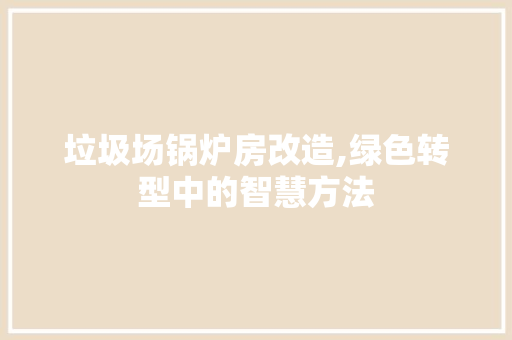 垃圾场锅炉房改造,绿色转型中的智慧方法