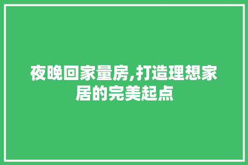 夜晚回家量房,打造理想家居的完美起点
