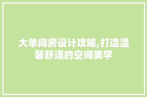 大单间房设计攻略,打造温馨舒适的空间美学 隔断设计