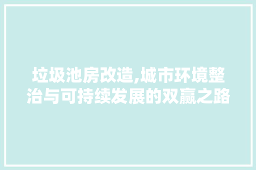 垃圾池房改造,城市环境整治与可持续发展的双赢之路