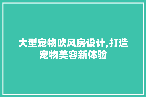 大型宠物吹风房设计,打造宠物美容新体验