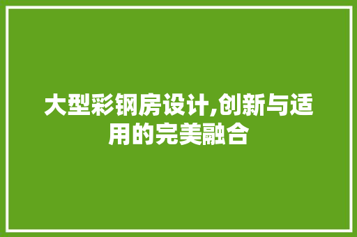 大型彩钢房设计,创新与适用的完美融合
