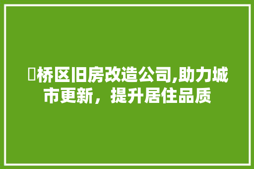 埇桥区旧房改造公司,助力城市更新，提升居住品质 景观设计