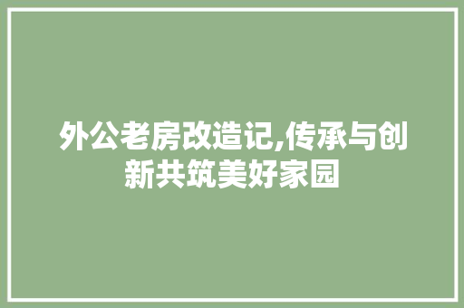 外公老房改造记,传承与创新共筑美好家园 装修攻略