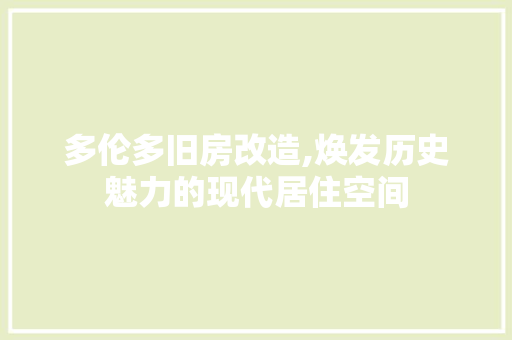 多伦多旧房改造,焕发历史魅力的现代居住空间