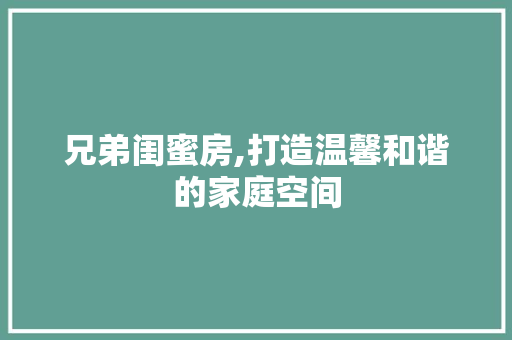 兄弟闺蜜房,打造温馨和谐的家庭空间