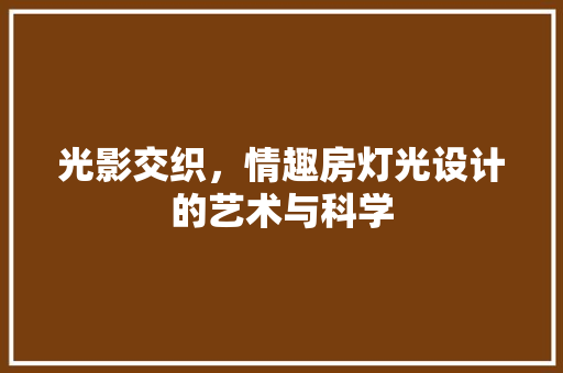 光影交织，情趣房灯光设计的艺术与科学 建筑设计