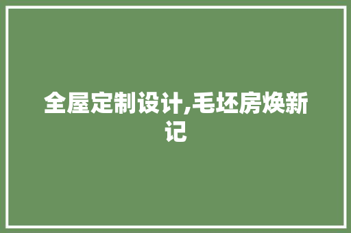 全屋定制设计,毛坯房焕新记
