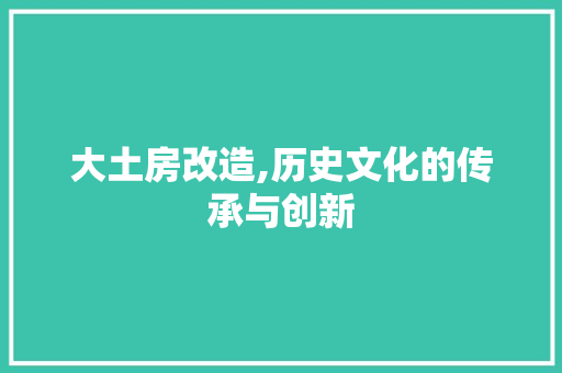 大土房改造,历史文化的传承与创新