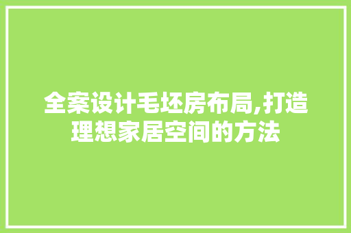 全案设计毛坯房布局,打造理想家居空间的方法
