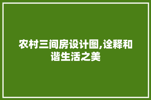 农村三间房设计图,诠释和谐生活之美