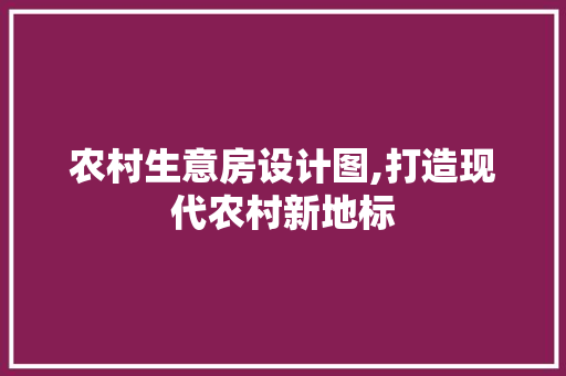 农村生意房设计图,打造现代农村新地标