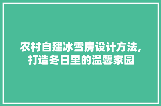 农村自建冰雪房设计方法,打造冬日里的温馨家园 建筑设计