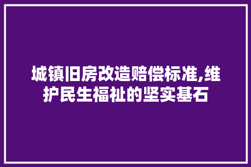 城镇旧房改造赔偿标准,维护民生福祉的坚实基石