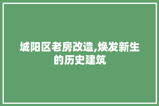 城阳区老房改造,焕发新生的历史建筑 庭院装修