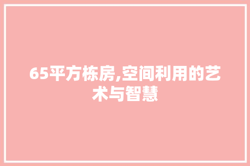 65平方栋房,空间利用的艺术与智慧 建筑设计 65平方栋房,空间利用的艺术与智慧 建筑设计