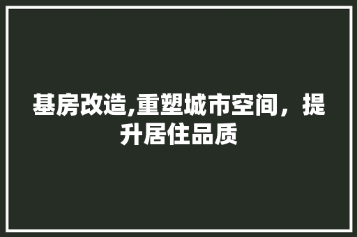 基房改造,重塑城市空间，提升居住品质