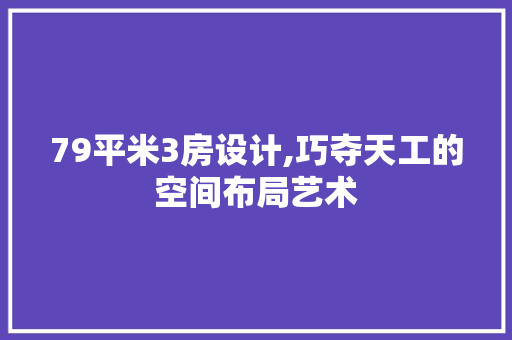 79平米3房设计,巧夺天工的空间布局艺术