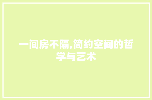 一间房不隔,简约空间的哲学与艺术