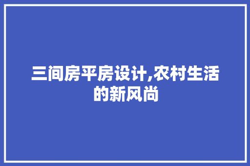 三间房平房设计,农村生活的新风尚