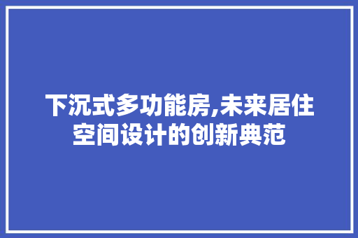 下沉式多功能房,未来居住空间设计的创新典范