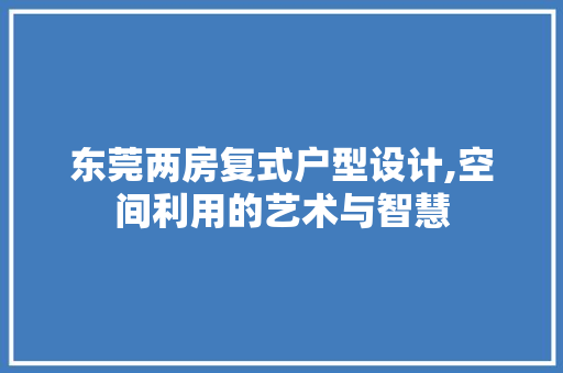 东莞两房复式户型设计,空间利用的艺术与智慧