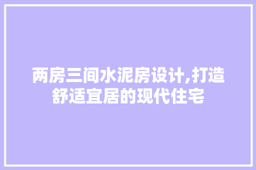两房三间水泥房设计,打造舒适宜居的现代住宅