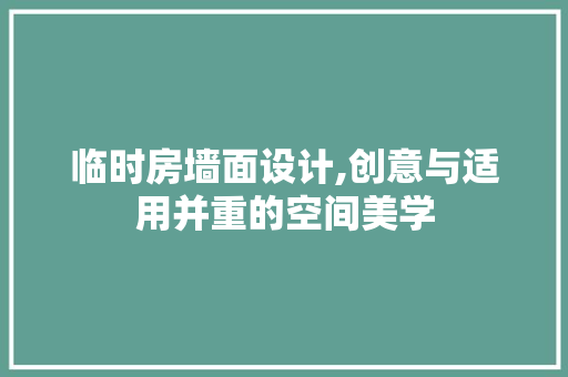 临时房墙面设计,创意与适用并重的空间美学