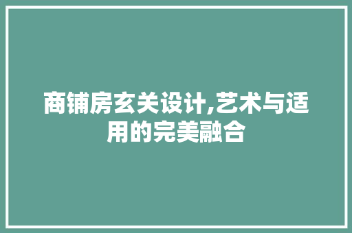 商铺房玄关设计,艺术与适用的完美融合