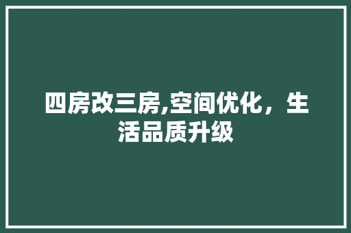 四房改三房,空间优化,生活品质升级