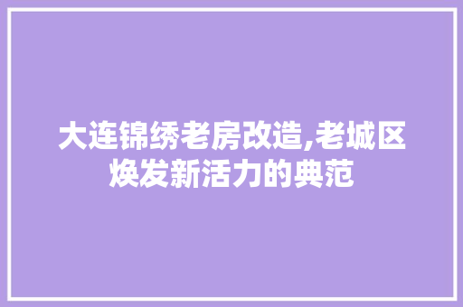 大连锦绣老房改造,老城区焕发新活力的典范