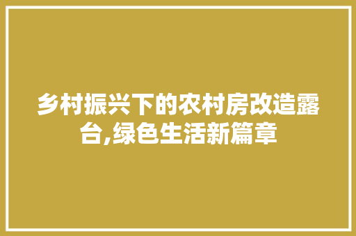 乡村振兴下的农村房改造露台,绿色生活新篇章