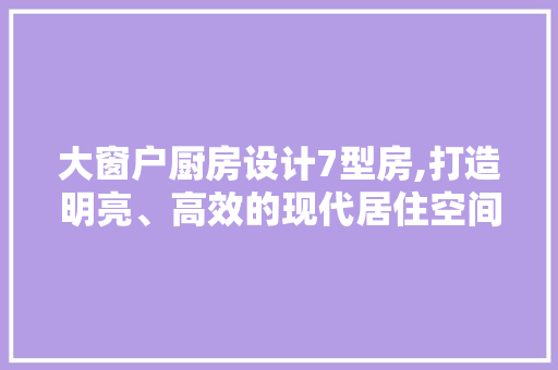 大窗户厨房设计7型房,打造明亮、高效的现代居住空间