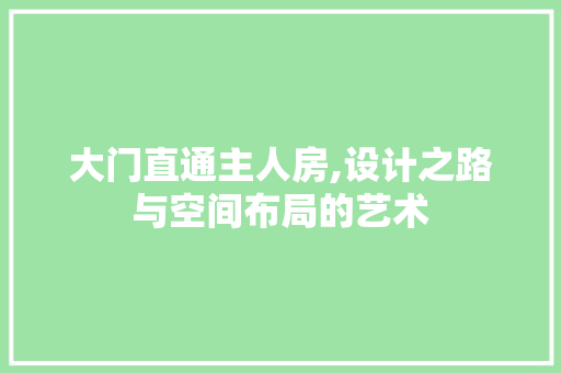 大门直通主人房,设计之路与空间布局的艺术