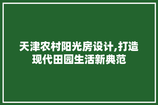 天津农村阳光房设计,打造现代田园生活新典范 装修材料