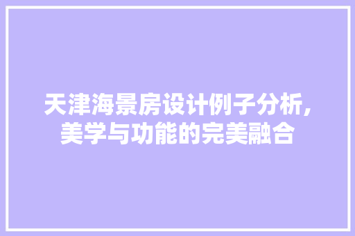 天津海景房设计例子分析,美学与功能的完美融合