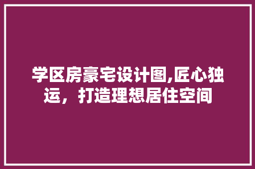 学区房豪宅设计图,匠心独运，打造理想居住空间