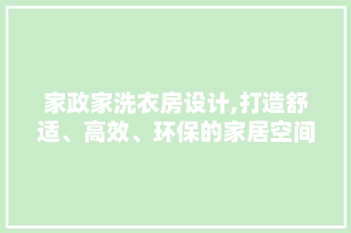 家政家洗衣房设计,打造舒适、高效、环保的家居空间