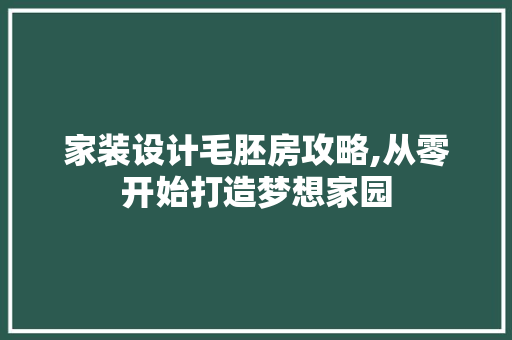 家装设计毛胚房攻略,从零开始打造梦想家园