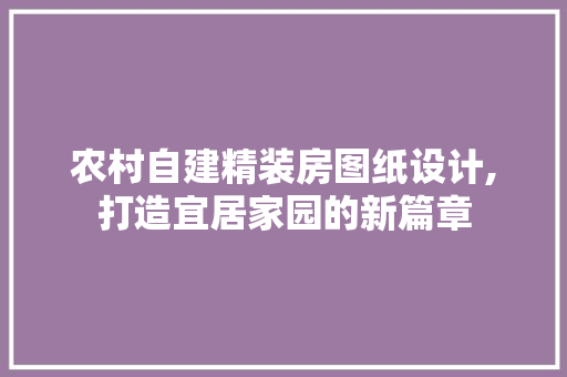 农村自建精装房图纸设计,打造宜居家园的新篇章 墙面装饰