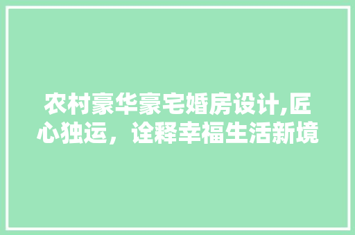 农村豪华豪宅婚房设计,匠心独运，诠释幸福生活新境界 景观设计