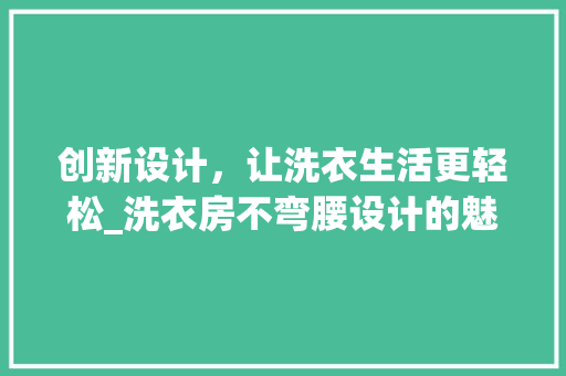 创新设计，让洗衣生活更轻松_洗衣房不弯腰设计的魅力 墙面装饰