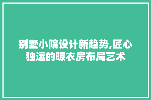 别墅小院设计新趋势,匠心独运的晾衣房布局艺术 庭院装修