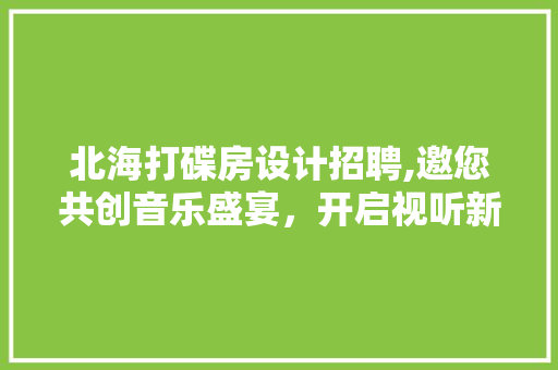 北海打碟房设计招聘,邀您共创音乐盛宴，开启视听新篇章